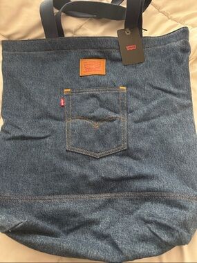 Levi's Blue Denim Tote with Pocket & Leather Patch